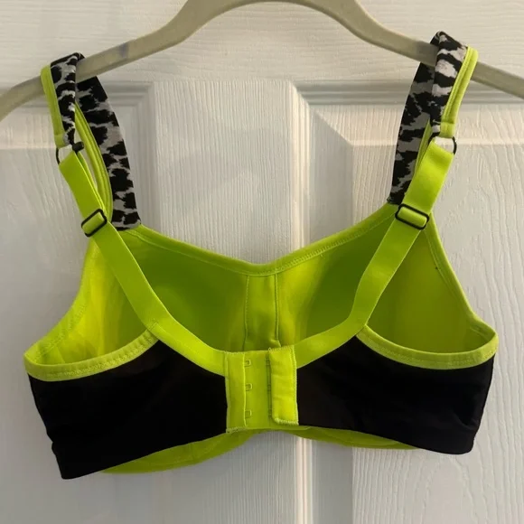 Panache Black and Lime Green Sports Bra with Animal Print - Picture 3 of 4